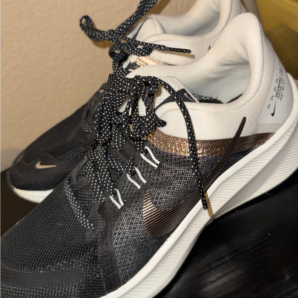 Nike Black and Metallic Bronze Trainer Sneakers